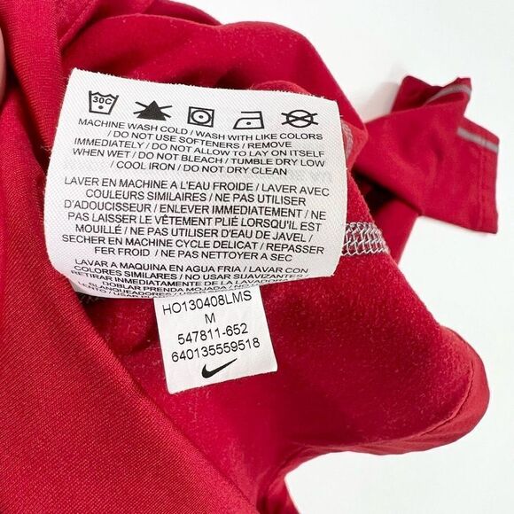 Nike Pro Combat Dri-Fit Shirt Mens Medium Red Fitted Hyperwarm Long Sleeve - Picture 8 of 11